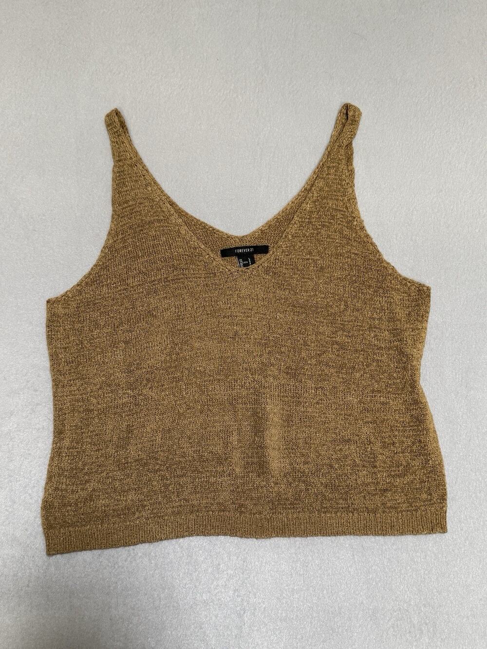 Forever21 Knit Tank Top Large Y2K Cami Style Brown